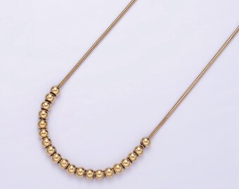Ball Beaded Snake Chain Necklace for DIY Jewelry Making, Gold Tone Stainless Steel, 16.1 Inches with 2 Inch Extender