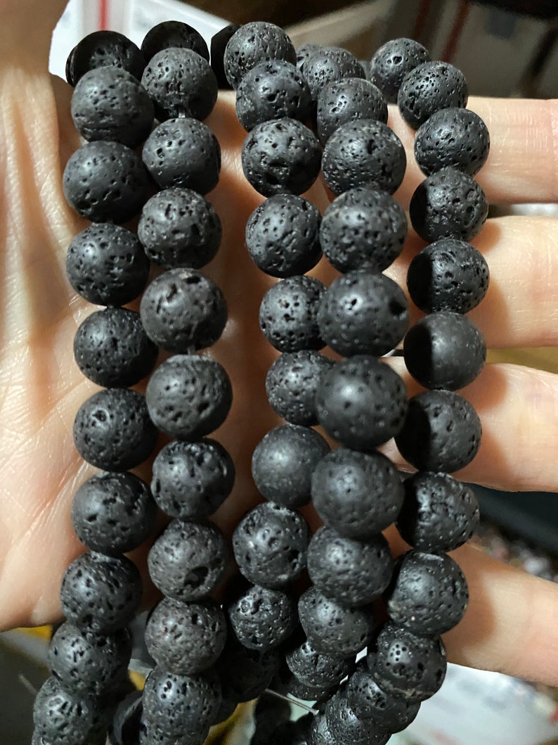 Black Lava Round Beads 15 Strand Natural Gemstone Beads for Necklace Bracelet Making 4mm 6mm 8mm 10mm 12mm Bead Size Options