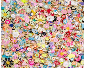 Sample Sale Mix Gold Colorful Inspired Charm Dainty Mix charms CZ Stone for jewelry making Charm Party Supplies Bracelet Necklace Charm