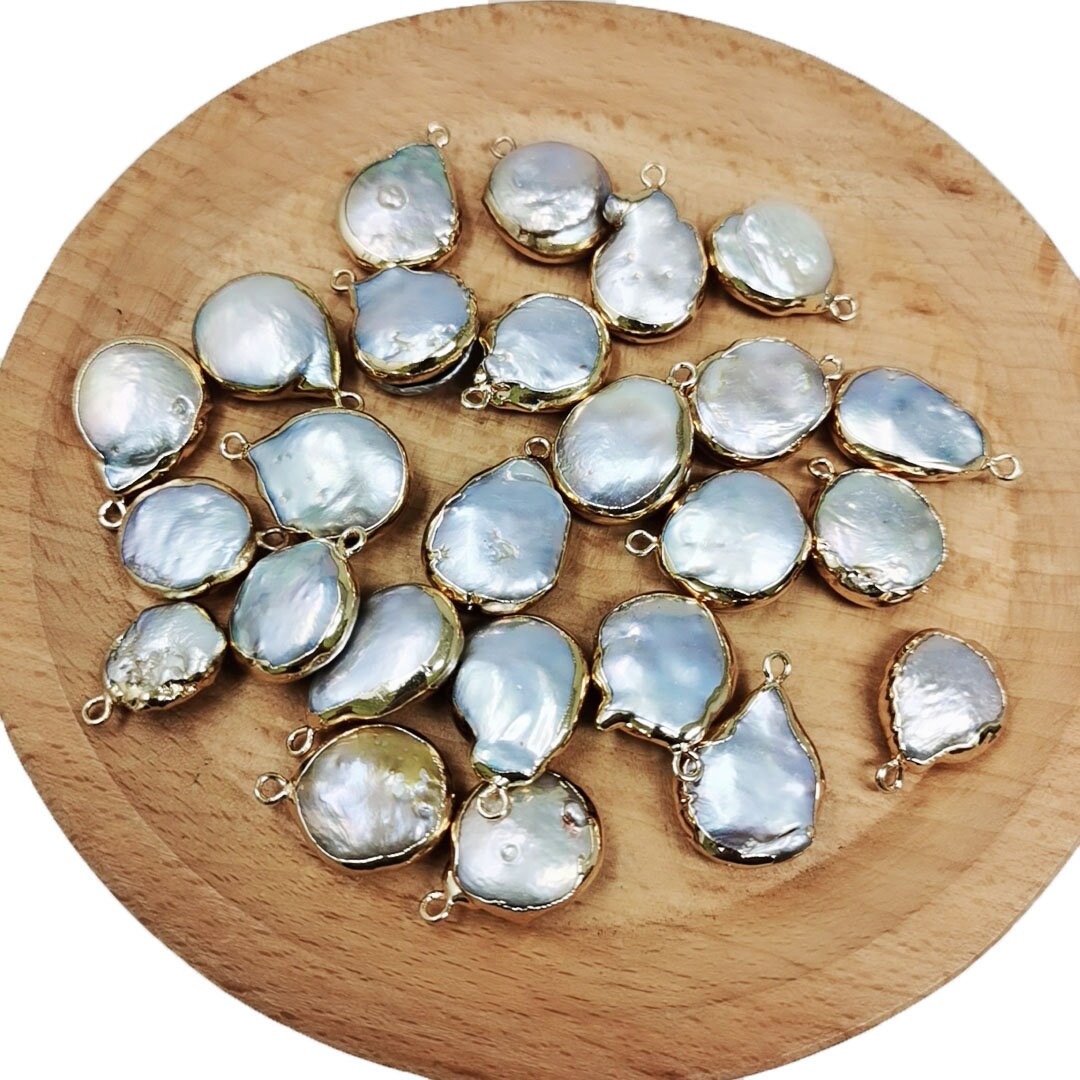 1pc Wholesale Natural Mother of Pearl Charm Random Round Etsy
