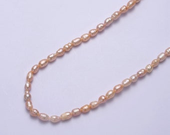 Blush Pink Pearl Beaded String Necklace Jewelry, 24K Gold Filled Clasp, Wedding Bridesmaid Gift Necklace, 16.5 Inches with 2 Inch Extender