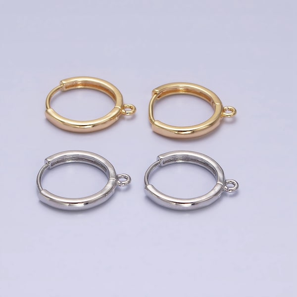 Gold or Silver Classic Hoop Earring Supply Component with Open Link Jump Ring for Jewelry Making, 16K or White Gold Filled, 1 Pair