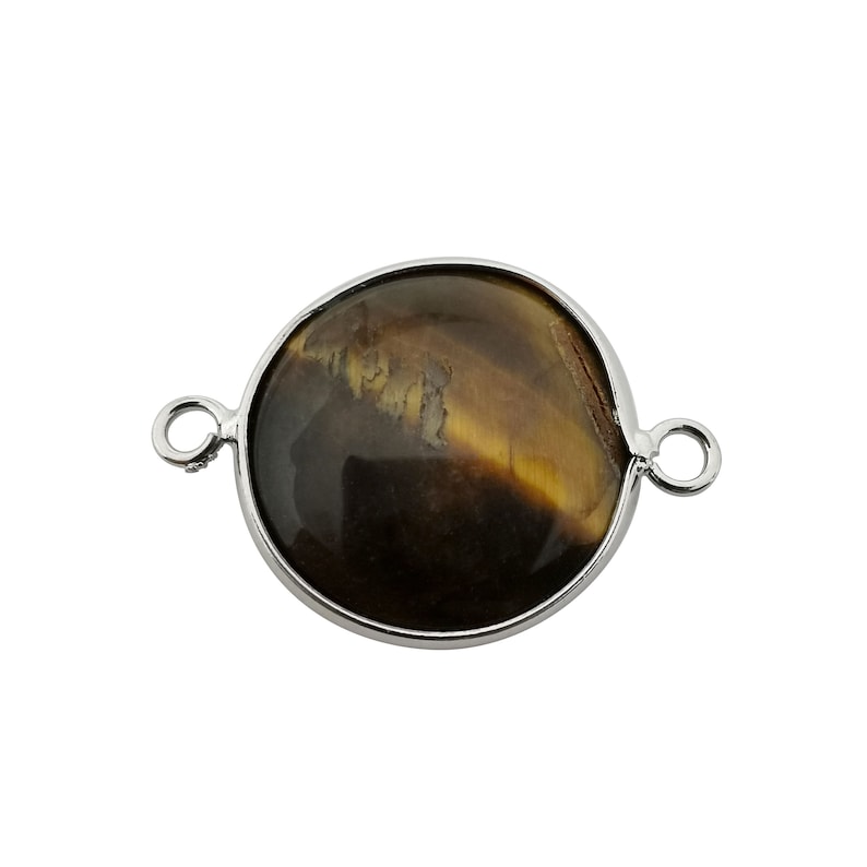1pc 30x22mm Wholesale Circle Tiger Eye Connector Metal Gold Frame Charms for Bracelet Anklet Making