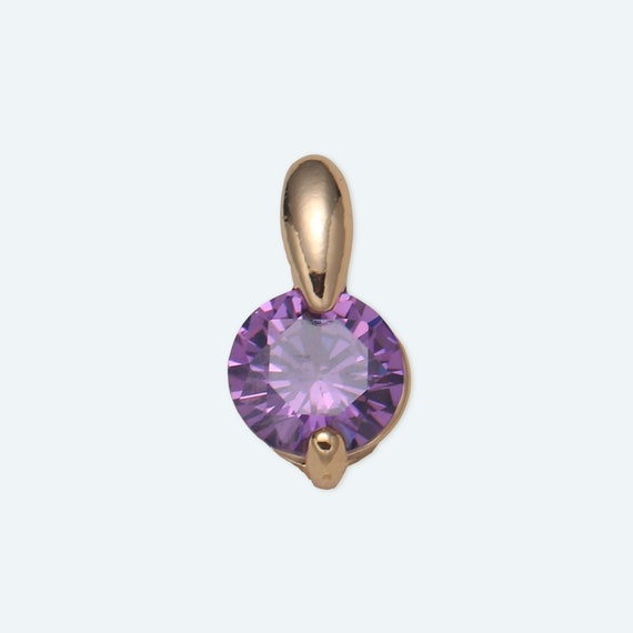 2pcs Wholesale Purple Cubic Zirconia Charm With Gold Plated Frame