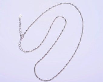 Suministro de collar de gargantilla de cadena de bordillo de plata de ley S925 para hacer joyas, collar de capas, 15.35 pulgadas con extensor de 2 pulgadas