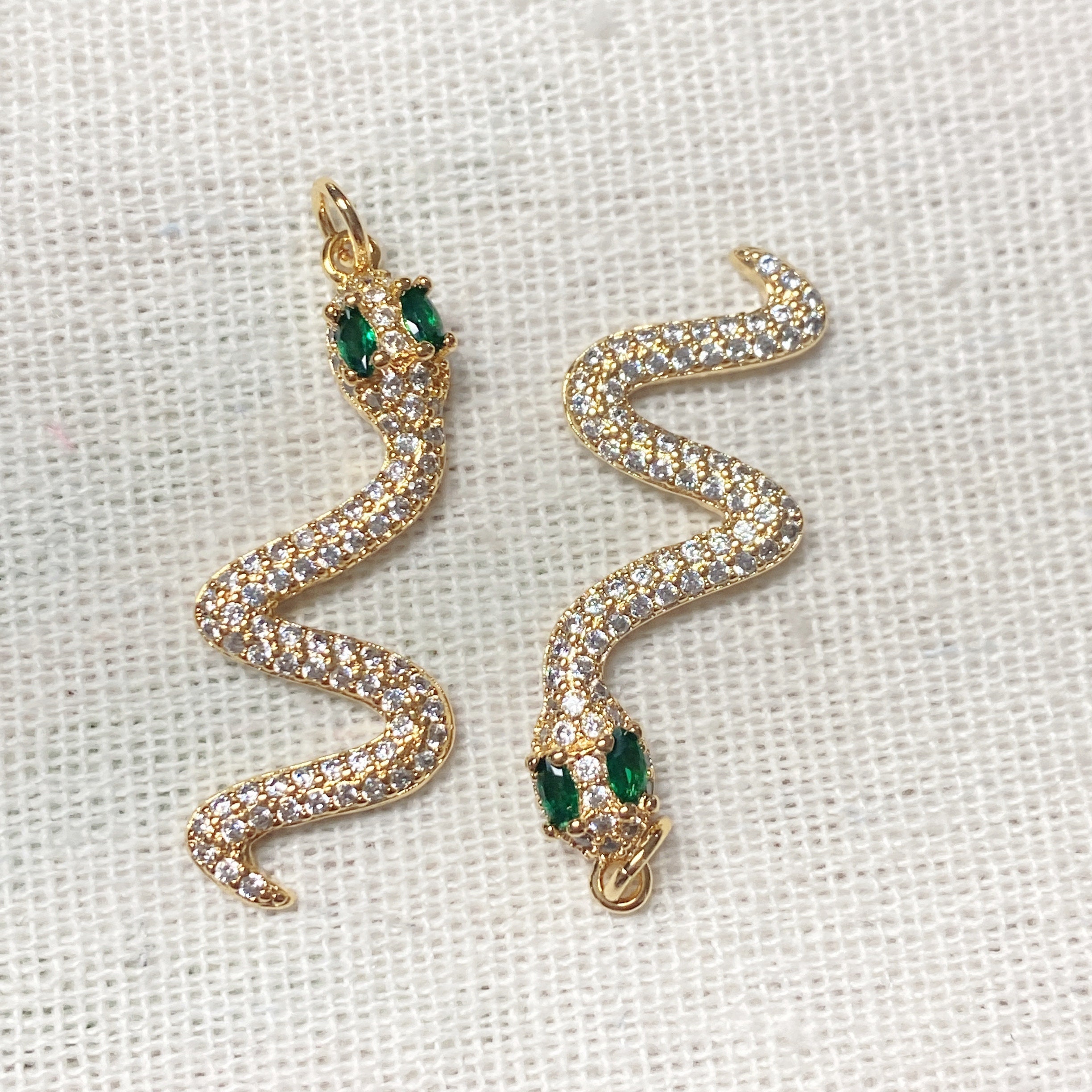 1pc 34x13mm Wholesale Gold Plated Snake Charm with Cubic Etsy