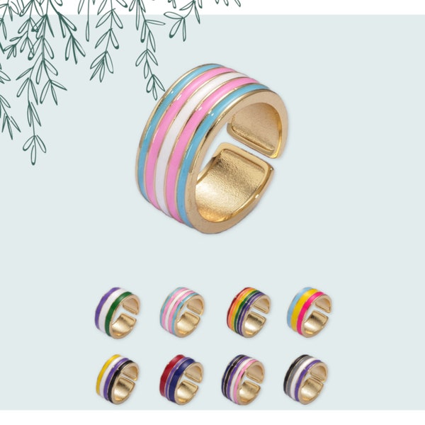 Pride Flag Ring - Trans, Gay, Pansexual, Nonbinary, Bisexual, Genderfluid, Asexual, Genderqueer - Open Adjustable Gold Filled LGBTQ+ Band