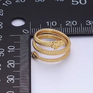 Gold Year of the Dragon Stack Ring, Scale Textured, Open Adjustable Triple Band Wrapped 14K Gold Filled Chinese Zodiac Statement Ring image 4