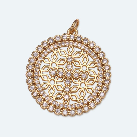 1pc 30x25mm Wholesale Gold Plated Cross Charm With Micro Pave