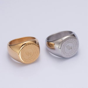 Gold or Silver "God Grant Me" Serenity Courage Wisdom Prayer Text Ring, Stainless Steel Christian Praying Hands Band