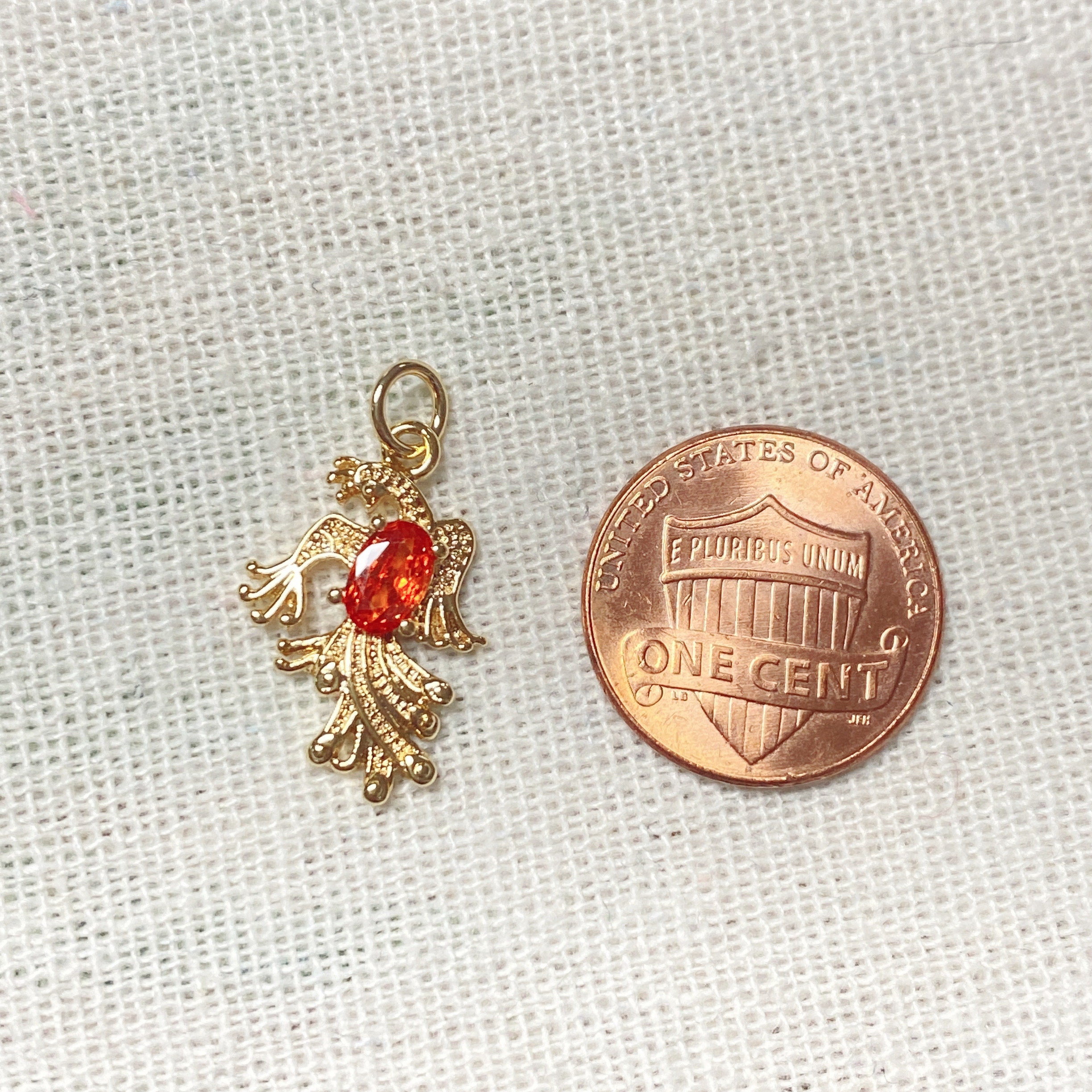 2pcs 20x13mm Wholesale Gold Plated Phoenix Charm with Red Etsy