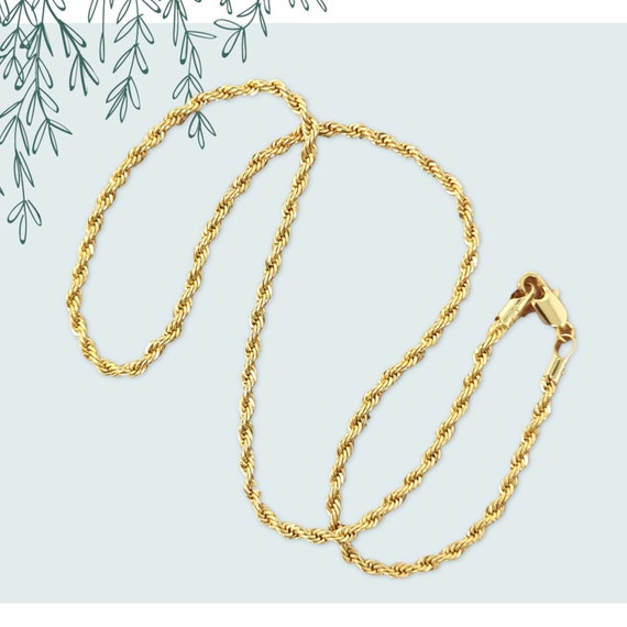 24K Gold Filled Rope Chain Necklace for 