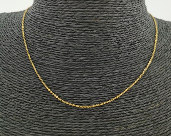 24K 18 Inch Real Gold Plated Cable Necklace Chain for Jewelry Necklace Making, 18 x 1/32 x 1/32 Inches