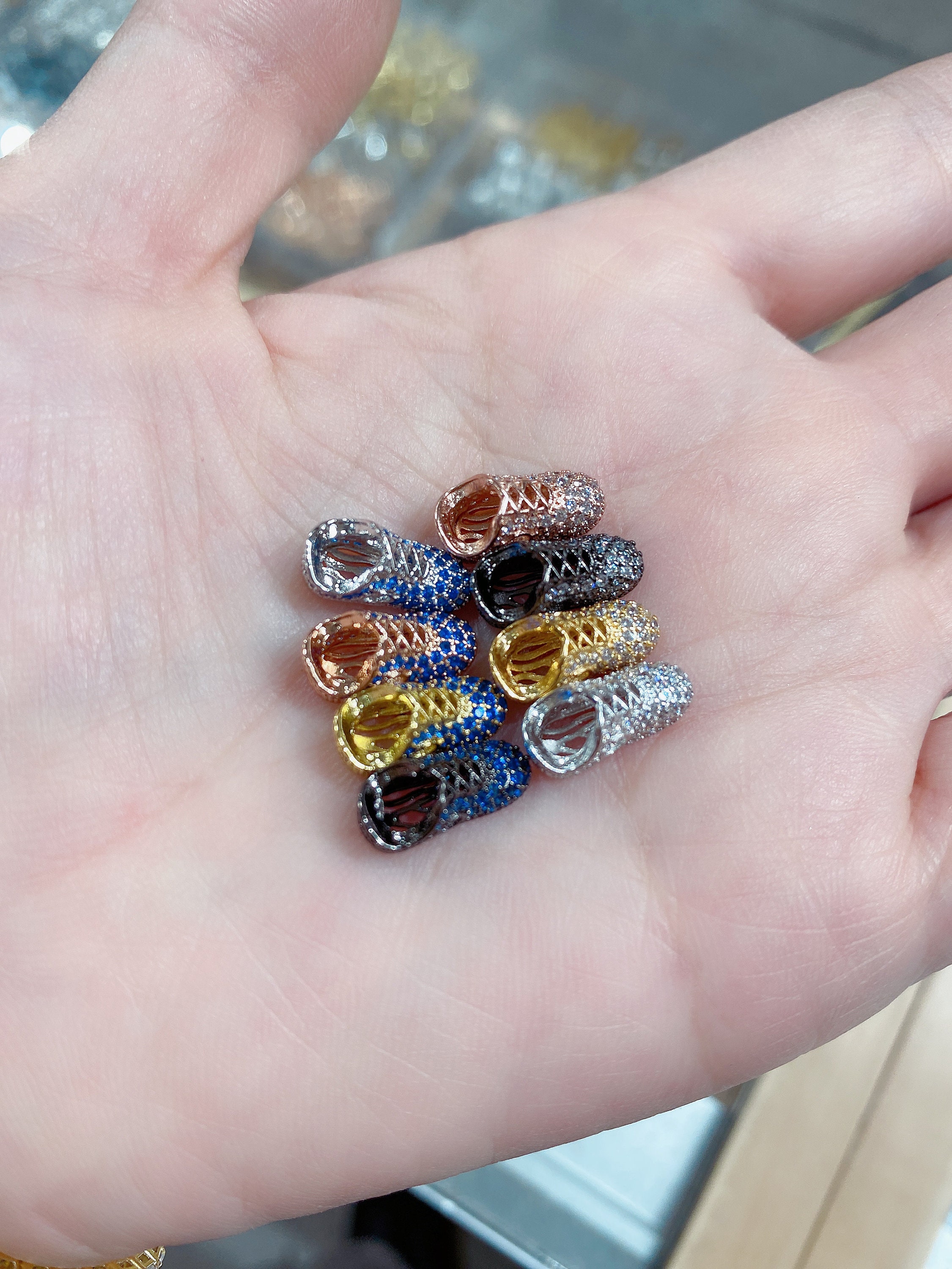 1 pc 13 x 6 x 7 mm Shoe Bead with Rhinestones 24K GoldFilled Etsy