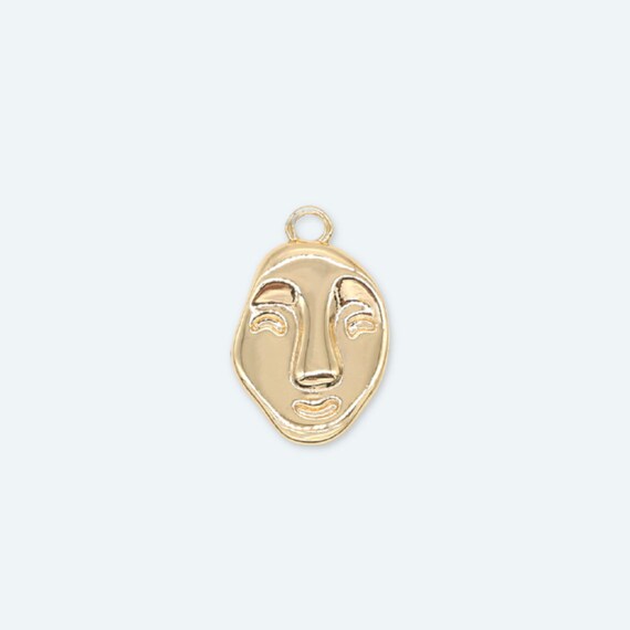 2pcs 19x12mm Wholesale Gold Plated Stylized Face Coin Charm Charms for Necklace Bracelet Earring Making