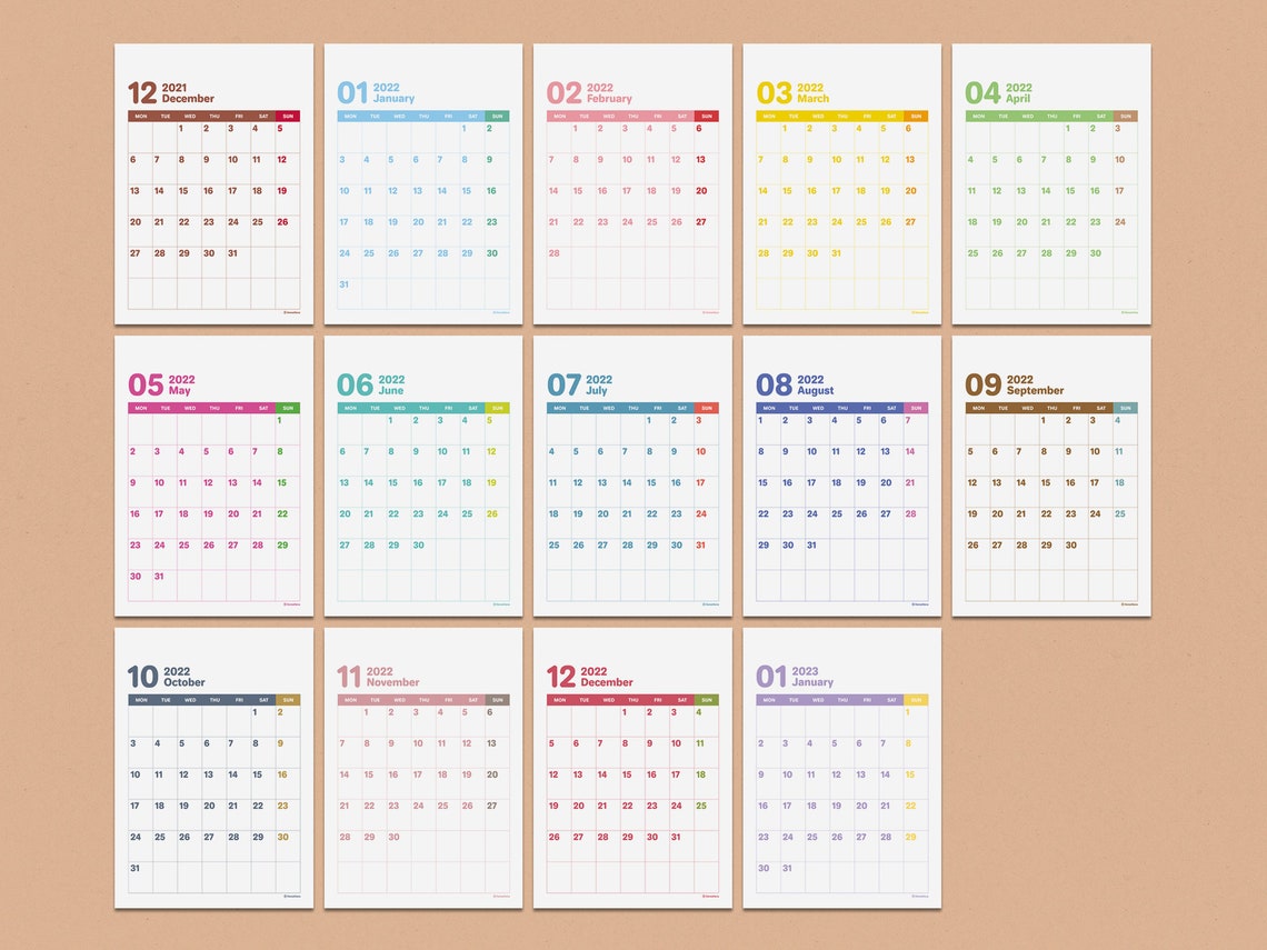 Printable Calendar 2021-2023 Wall Calendar Monthly Planner | Etsy