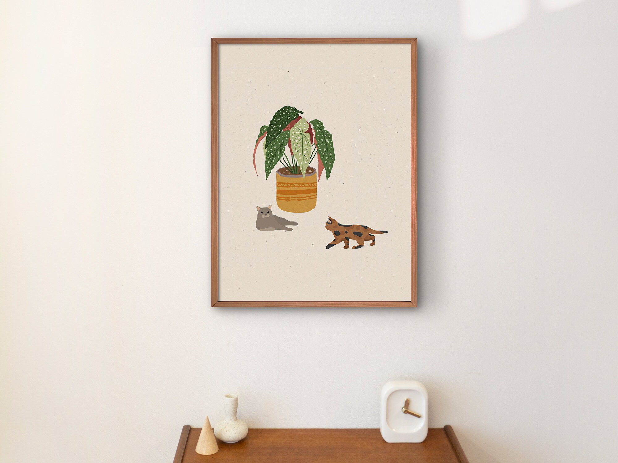 Boho Cats and Plant Wall Art Printable Cat Poster Cat Etsy UK