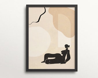 | d’art mural de femme abstraite | de dessin de corps de femme | de décoration de chambre | d’impression femme nue | d’art féminin minimal Silhouette féminine | Impression numérique