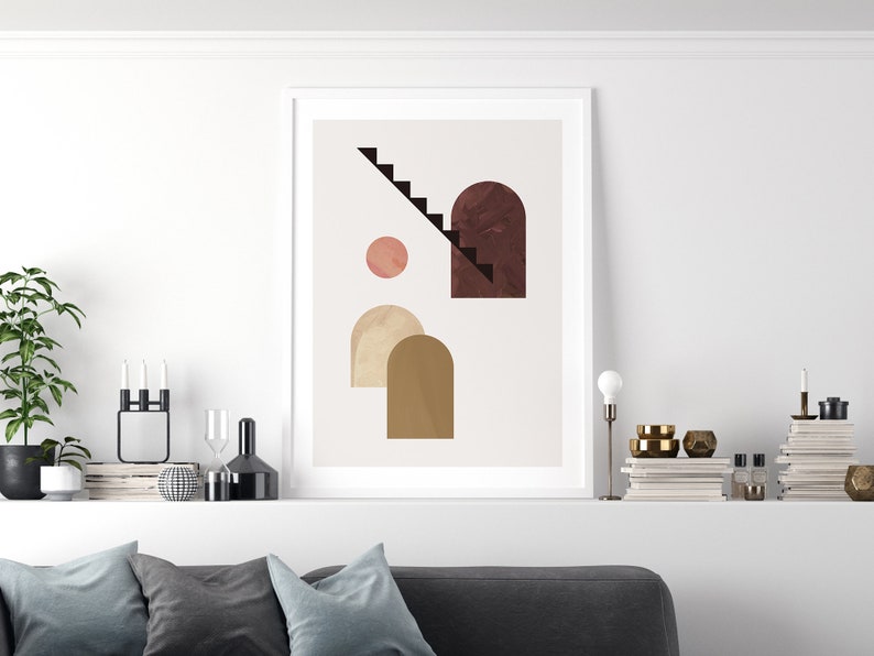 Abstract Landscape Printable Wall Art Boho Doors And Stair Geometric Shapes Print Contemporary Art Minimalist Poster Wall Decor image 5