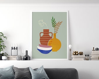 Stripe Vase Poster | Plant Printable Wall Art | Abstract Boho Decor | Houseplants Wall Art | Printable Botanical Art | Instant Download