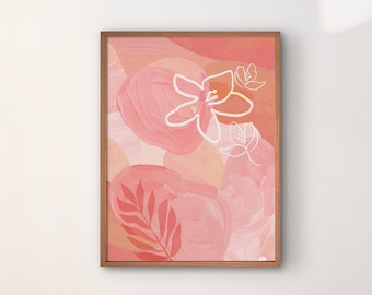 Abstract Flower Printable Wall Art | Floral Line Art | Spring Home Wall Decor | Contemporary Poster | Digital Print | Instant Download