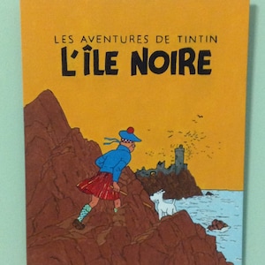 Tintin l'île noire, peinture acrylique sur carton entoilé, album bd, collection, décoration, cadeaux, anniversaire, noël, fait main,