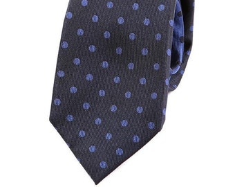 Dark Blue Polka Dot Silk Tie