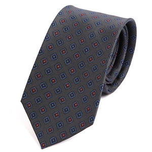 Mens Tie, Silk Tie Grey & Red Macclesfield