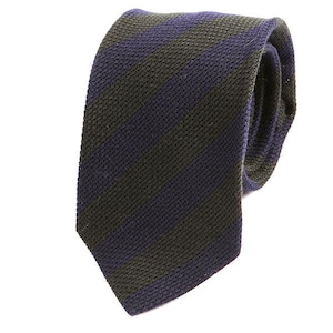 Green & Navy Blue Striped Wool Tie