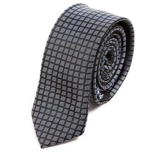 Mens Skinny Tie Navy Blue Cubed 5cm