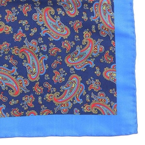 Blue Frederick Paisley Pocket Square