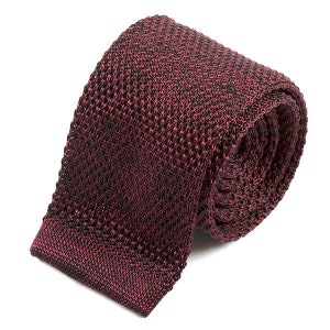Dark Red Marl Silk Knitted Tie 6cm, One of One