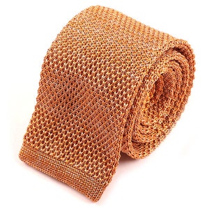 Orange Marl Silk Knitted Tie 6cm