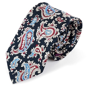 Navy Blue Palmas Paisley Silk Tie 7cm