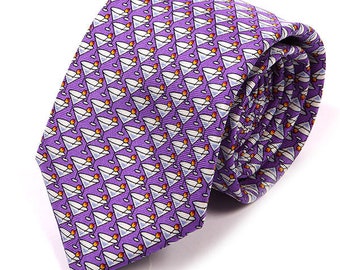 Purple Martini Print Silk Tie 7.5cm