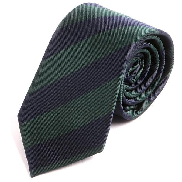 Navy Blue & Green Slim Stripe Tie, Gift for Him