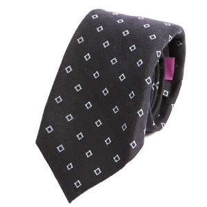 Wool Tie Navy Blue Cube Pattern Tie