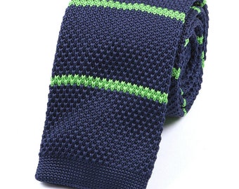 Green Striped Knitted Tie