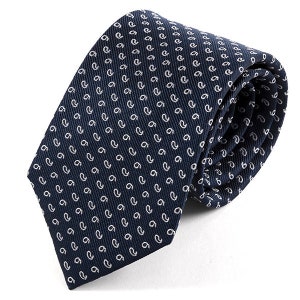 Navy Blue Mini Paisley Silk Tie 7cm