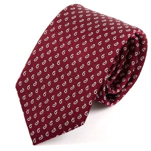 Dark Red Mini Paisley Silk Tie 7cm