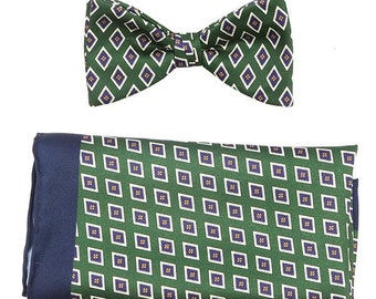 Green Vintage Diamond Mac Bow Tie Set