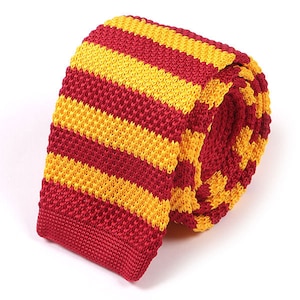 Red & Yellow Striped Knitted Tie