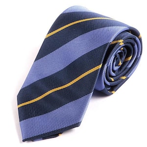 Mens Tie Blue & Yellow 7cm Ply Stripe Tie, Gift for Him