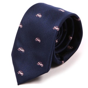 Blue Retro Car Pattern 7cm Ply Tie