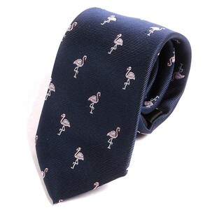 Navy Blue Flamingo Tie 7.5cm, Gift for Him