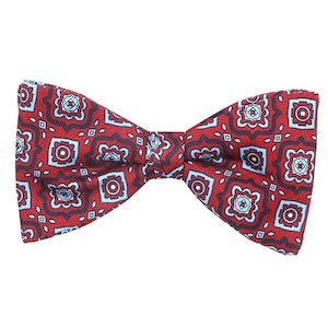 Cass Burgundy Mac-Inspired Motif Print Bow Tie