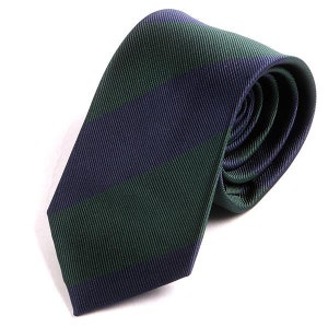 Navy Blue & Green Thick Stripe Tie, Gift for Him