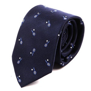Mens Tie Navy Blue Tennis Tie 7.5cm, Gift for Him