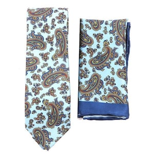 Light Blue Frederick Paisley Tie & Pocket Square Set