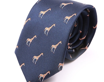 Blue Giraffe Patterned Tie